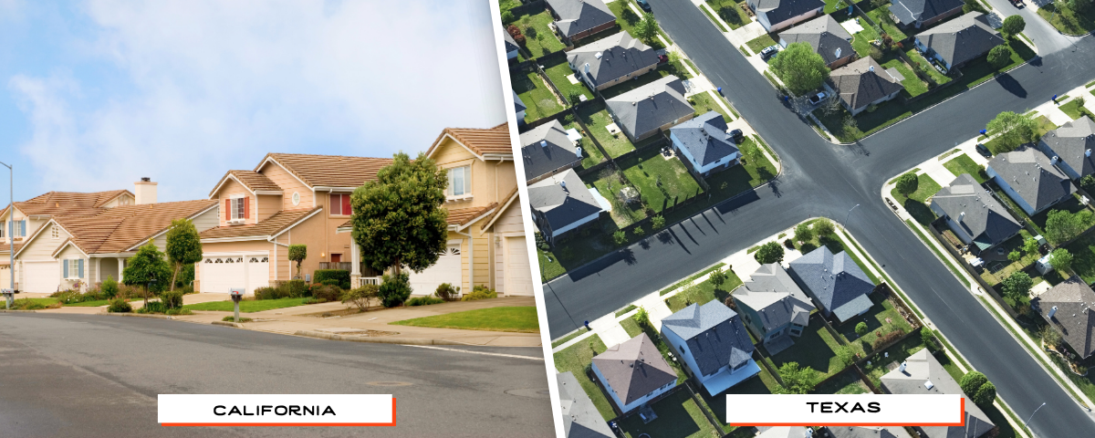 real estate market moving from california to texas