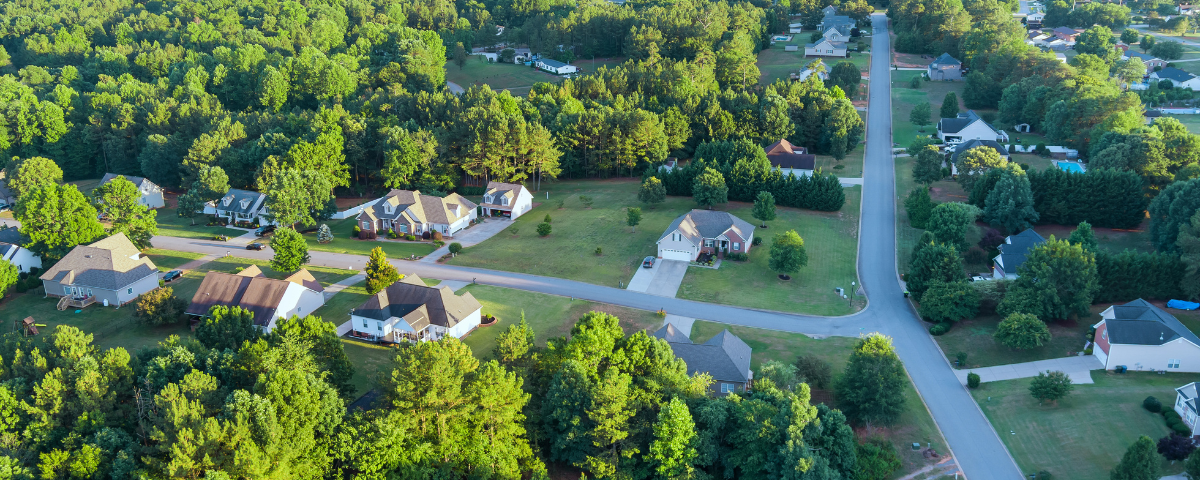 aerial view of a neighborhood
