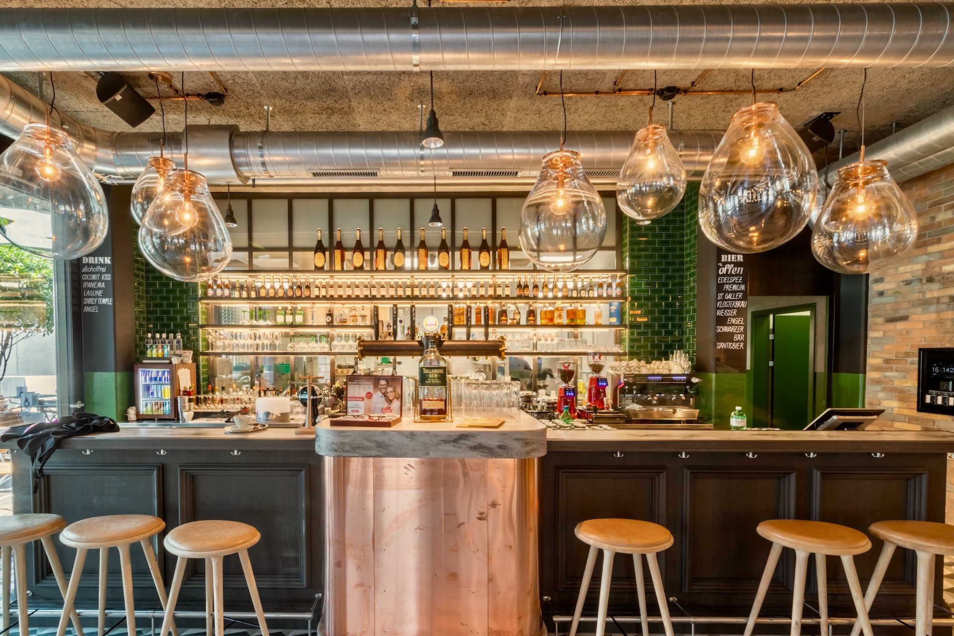 bar with bottles of liquor