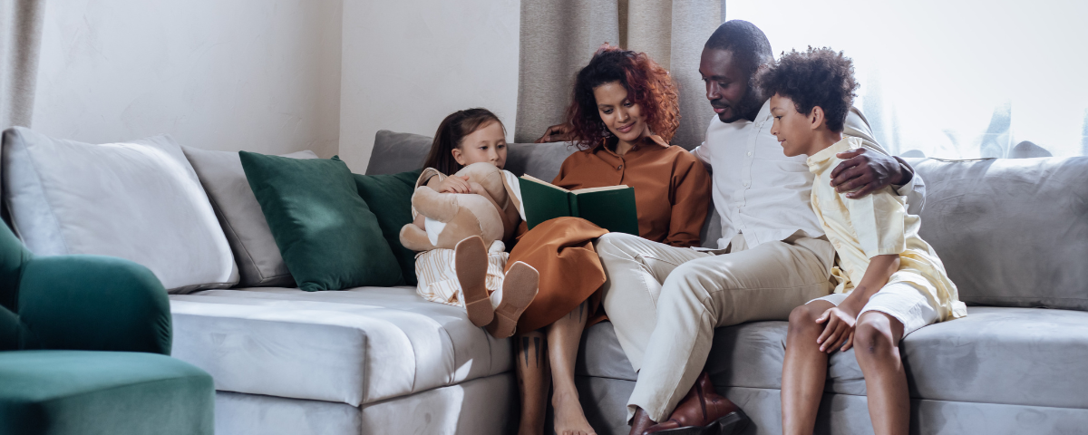 family in a living room