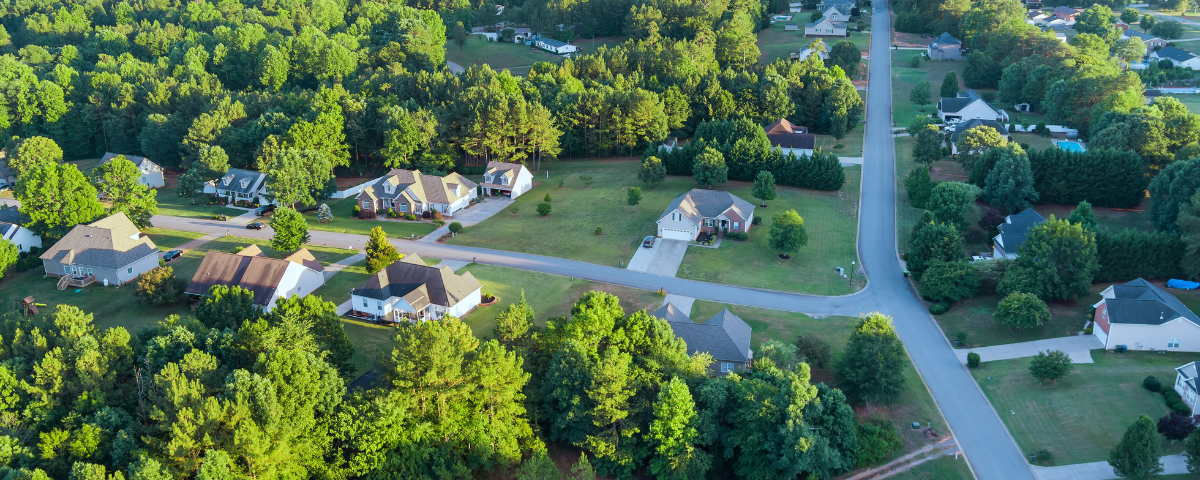 aerial view of homes