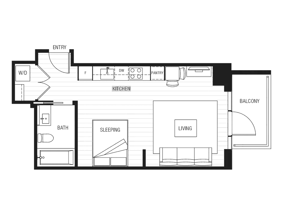 PLAN A1 | 1 BED, 1 BATH